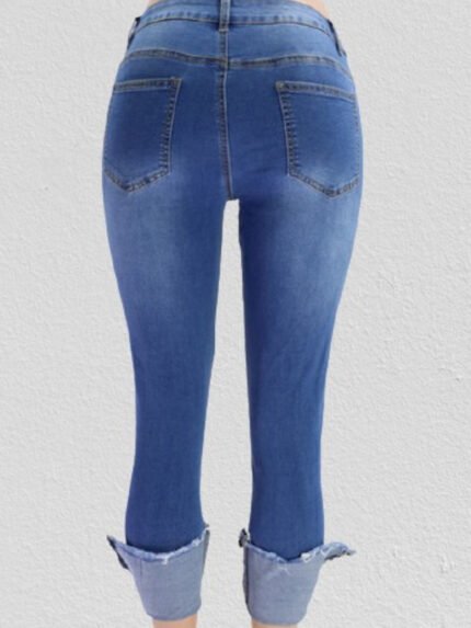 Blue skinny stretch split jeans