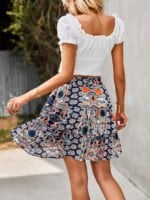 Boho Print Elastic Waist Mini Skirt