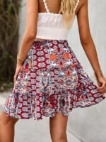 Boho Print Elastic Waist Mini Skirt