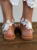 Boho floral lace panel sandals