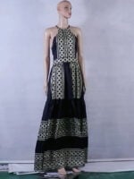 Wholesale Boho print halterneck open-back dress