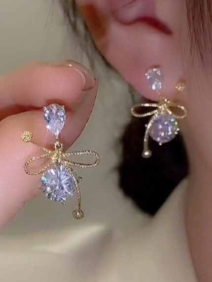 Bow Rhinestone Elegant Earrings