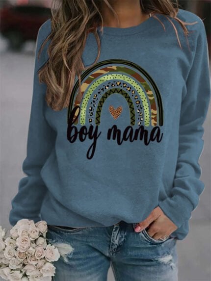 Boy mama print long sleeve top