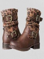 Buckle Decor Side Zip Combat Boots