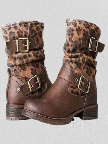 Buckle Decor Side Zip Combat Boots