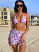 Wholesale Butterfly Print Bikini Three-Piece Swimsuit