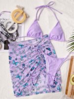 Wholesale Butterfly Print Bikini Three-Piece Swimsuit