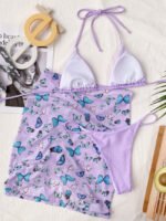 Wholesale Butterfly Print Bikini Three-Piece Swimsuit