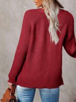 Wholesale Button Half V-neck Knitted Sweater