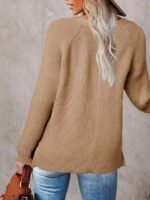 Wholesale Button Half V-neck Knitted Sweater