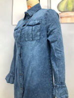 Button Lapel Slim Denim Dress