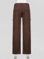 Button pockets straight trousers