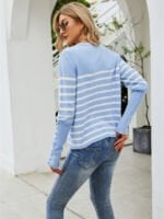 Button striped pullover sweater