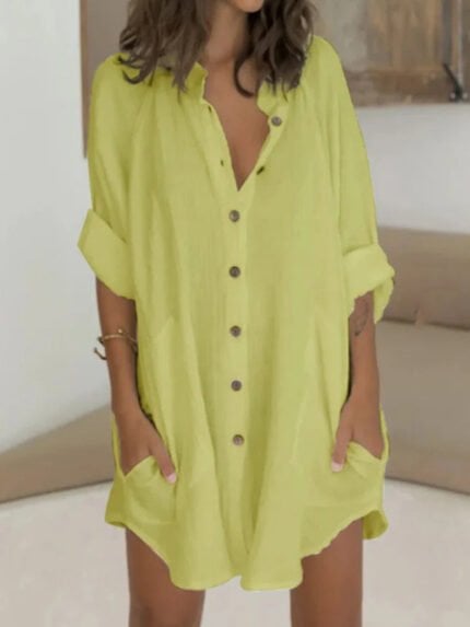 Buttoned mid-length shirt dress