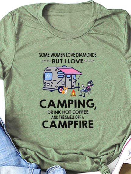 Wholesale CAMPING Letter Print Casual T-Shirt