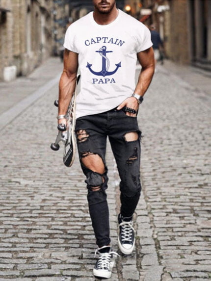 CAPTAIN Anchor Print Short Sleeve T-Shirt