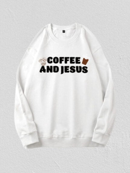 COFFEE AND JESUS Print Long Sleeves Top