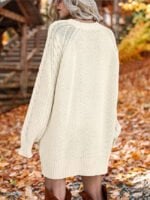 Cable flower mid-length sweater dress