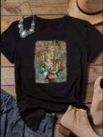 Cactus Color Graphic Print T-shirt