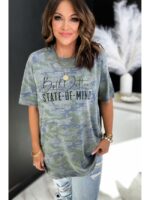 Camo Print Short Sleeve T-Shirt-Wholesale