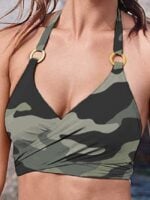 Camo Triangle Drawstring Bikini Swimsuit