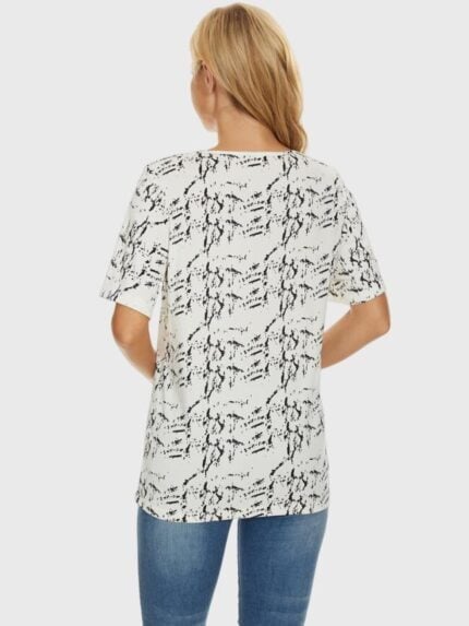 Casual Cutout Print Short Sleeve T-Shirt