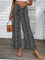 Casual Floral Wide Leg Pants-Wholesale