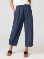 Casual High Waist Wide Leg Ninth Pants