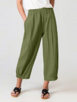 Casual High Waist Wide Leg Ninth Pants