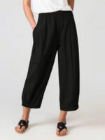 Casual High Waist Wide Leg Ninth Pants