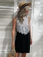 Casual Lace Panel Sleeveless Dress