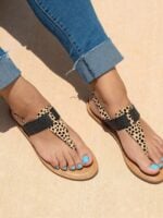 Casual Leopard Print PU Flat Sandals