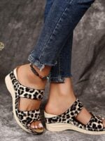 Casual Leopard Print Wedge Sandals