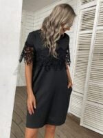 Casual Loose Lace Panel Dress-Wholesale