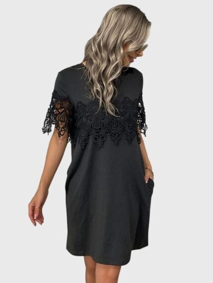 Casual Loose Lace Panel Dress-Wholesale