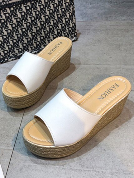 Casual One-Line Platform High Heel Slippers