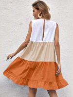 Casual Panel Ruffled Sleeveless Dress