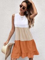 Casual Panel Ruffled Sleeveless Dress