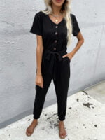 Casual lace-up cropped jumpsuit