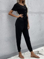 Casual lace-up cropped jumpsuit