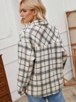 Wholesale Check Zip Lapel Long Sleeve Top