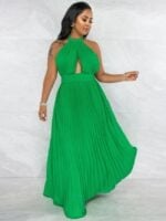 Chiffon Sexy Pleated Halter Dress