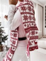 Christmas Elk Snowflake Jacquard Knit Scarf