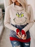 Christmas Funny Print Turtleneck Sweatshirt