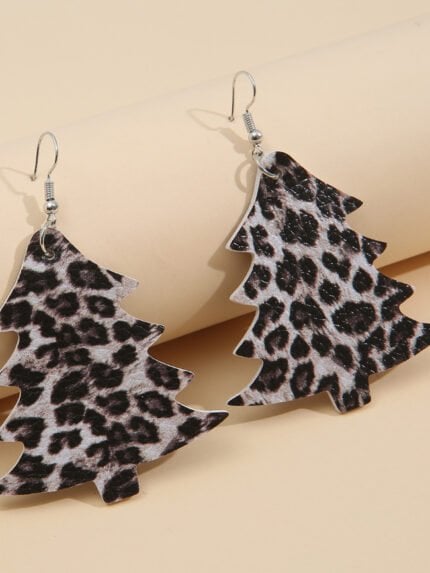 Christmas Leopard Christmas Tree Earrings