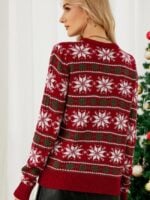 Christmas Maple Leaf Crewneck Knitted Sweater