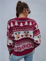 Christmas Printed Knitted Red Sweater