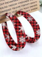 Christmas Snowflake Plaid Leather Earrings