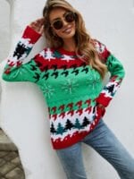 Christmas Tree Printed Knitted Sweater