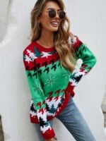 Christmas Tree Printed Knitted Sweater